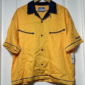 Pacsun Exclusive Ford Sunset Yellow Woven Short Sleeve Button Up Camp Shirt‎